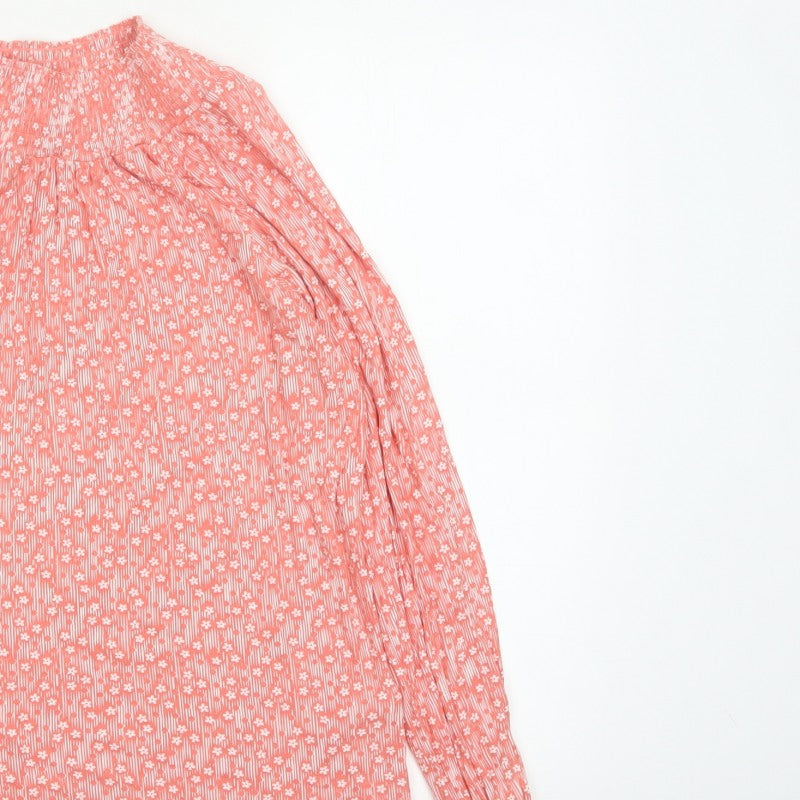 Next Women Pink Floral Long Sleeve Round Neck Blouse UK 8