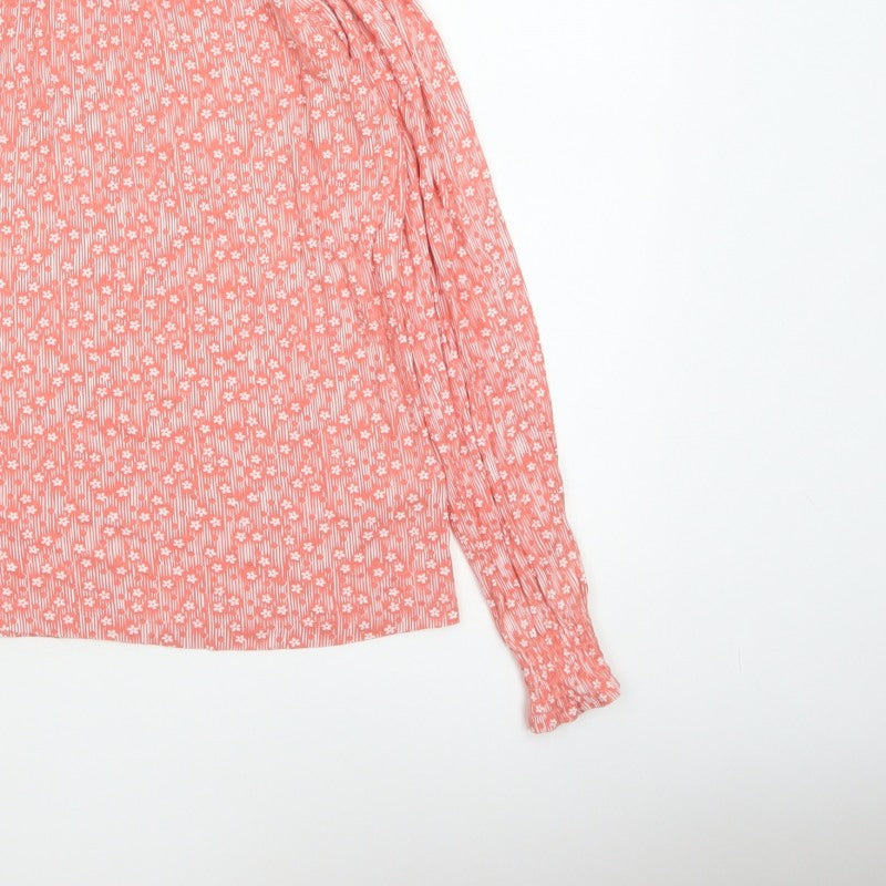 Next Women Pink Floral Long Sleeve Round Neck Blouse UK 8