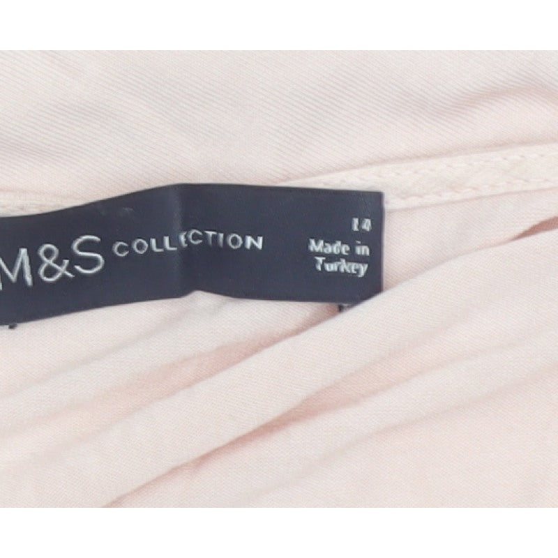 Marks and Spencer Women Pink UK 14 Lace Trim Viscose Camisole Top