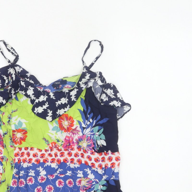 Next Women Multicoloured Size 10 Floral Off Shoulder Ruffle Camisole Blouse