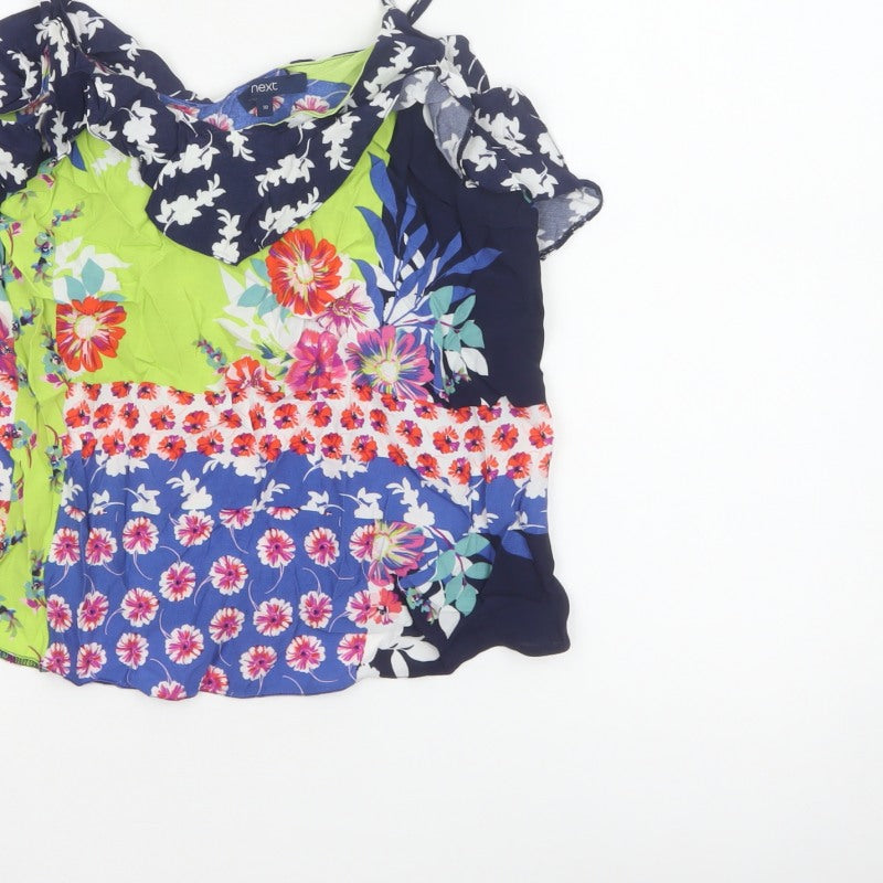 Next Women Multicoloured Size 10 Floral Off Shoulder Ruffle Camisole Blouse
