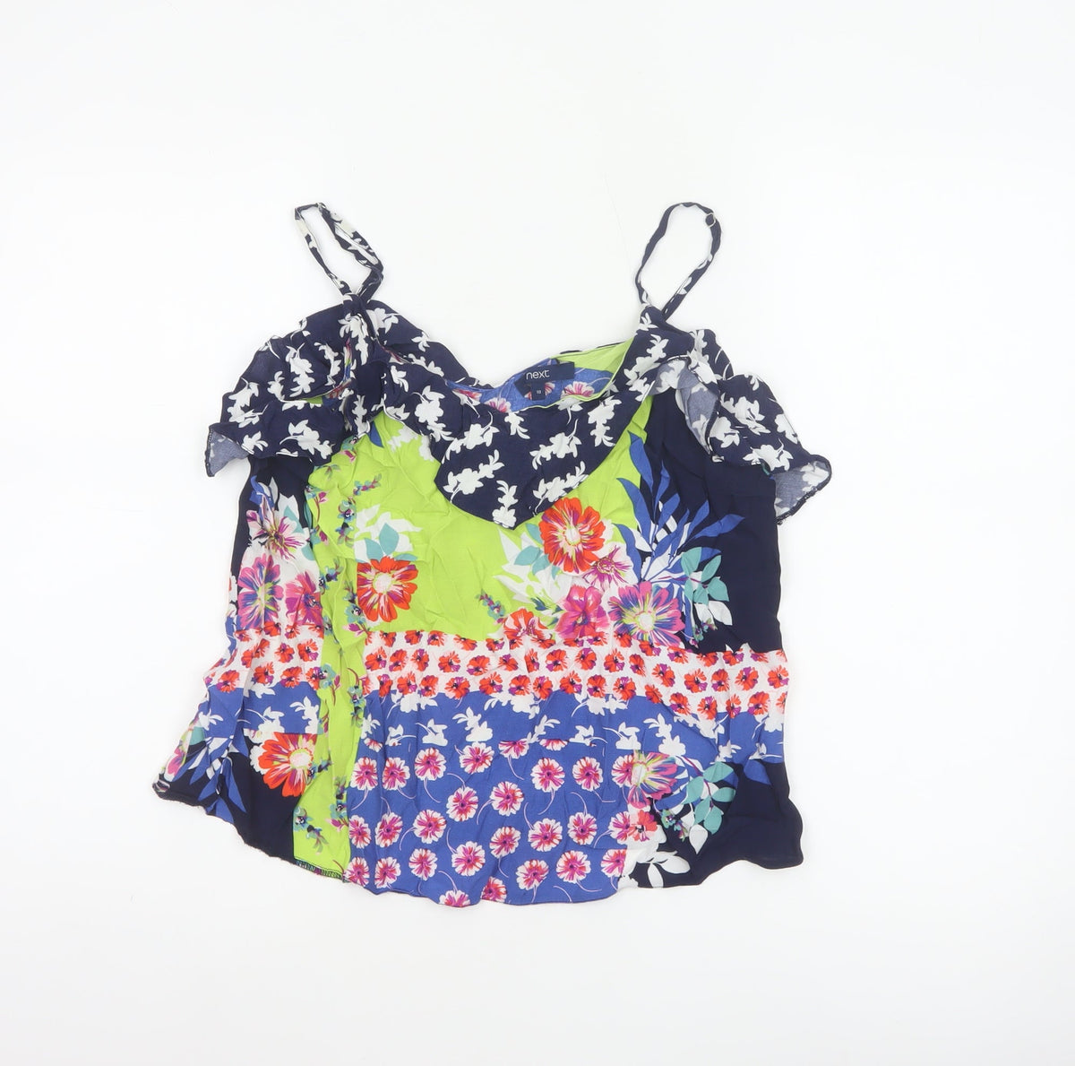 Next Women Multicoloured Size 10 Floral Off Shoulder Ruffle Camisole Blouse