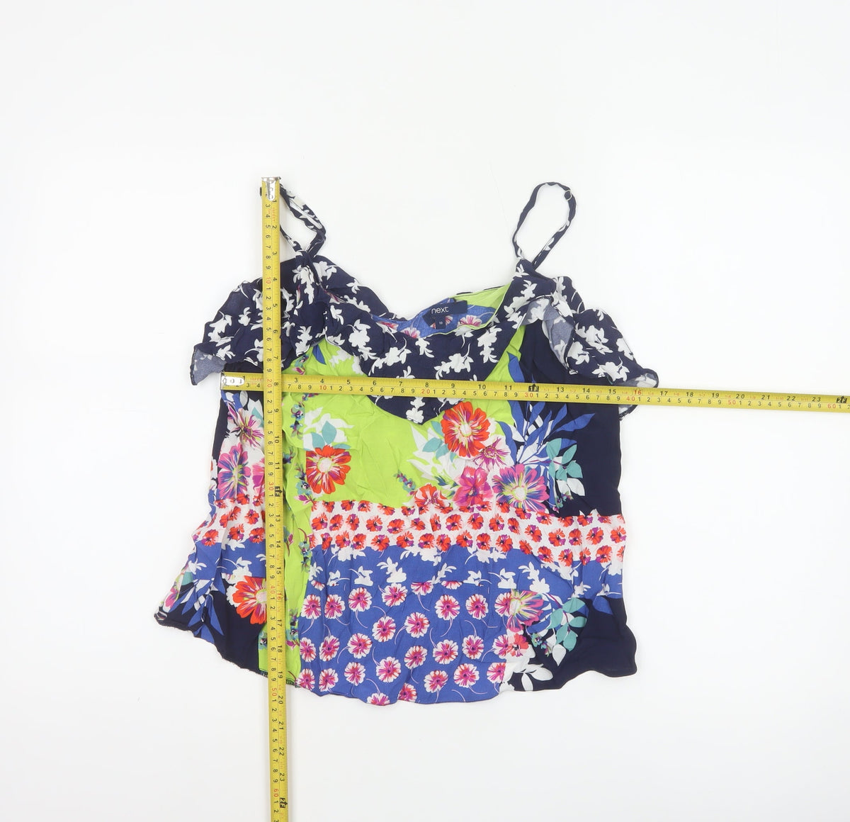 Next Women Multicoloured Size 10 Floral Off Shoulder Ruffle Camisole Blouse