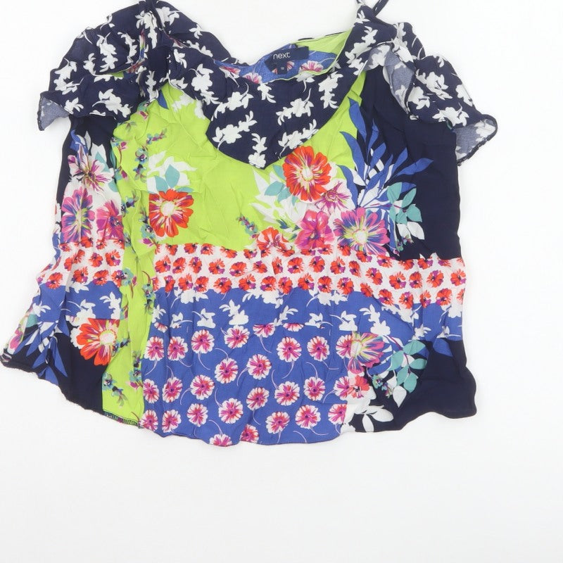 Next Women Multicoloured Size 10 Floral Off Shoulder Ruffle Camisole Blouse
