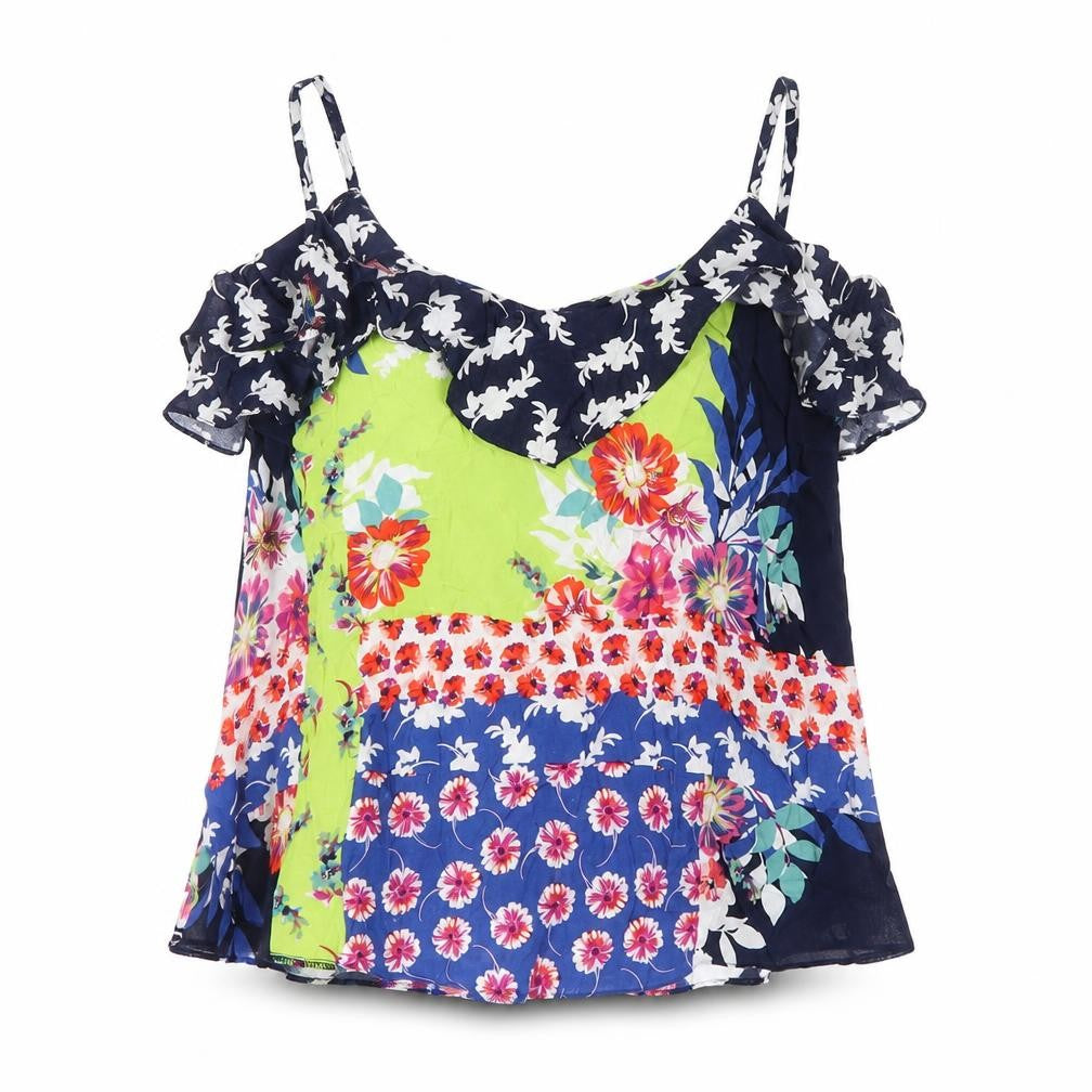 Next Women Multicoloured Size 10 Floral Off Shoulder Ruffle Camisole Blouse