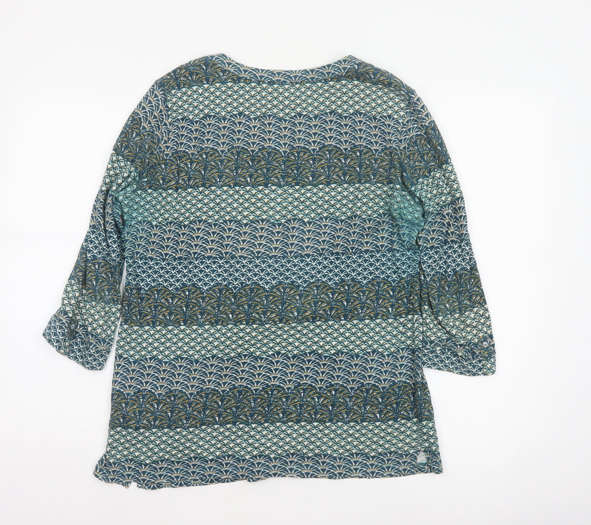 Per Una Women Blue Geometric Sequin Cotton Tunic Blouse UK 12