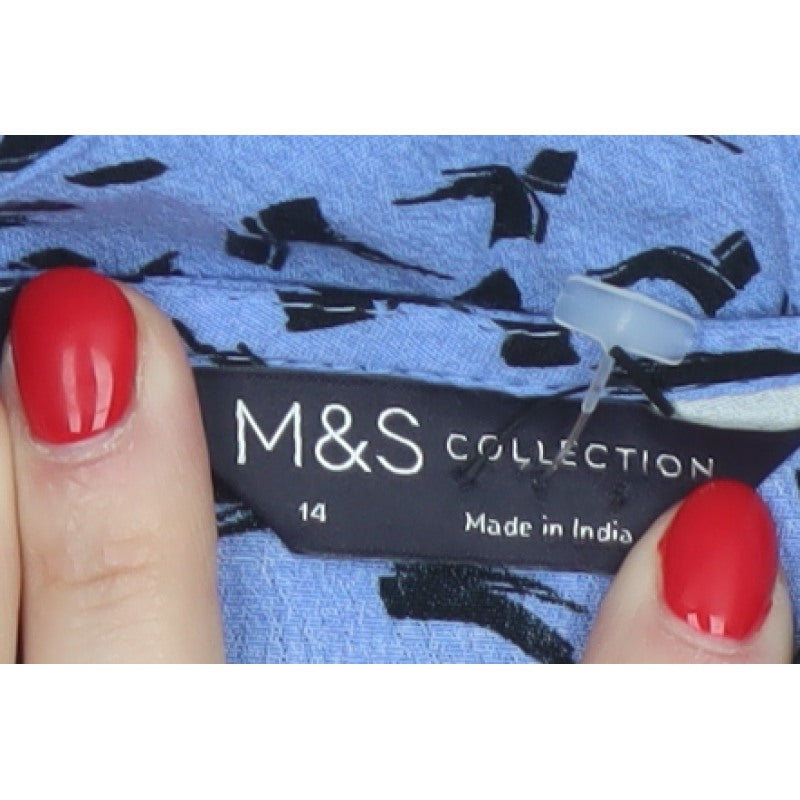 Marks and Spencer Women Blue Size 14 Midi Fit & Flare Bell Sleeve Dress