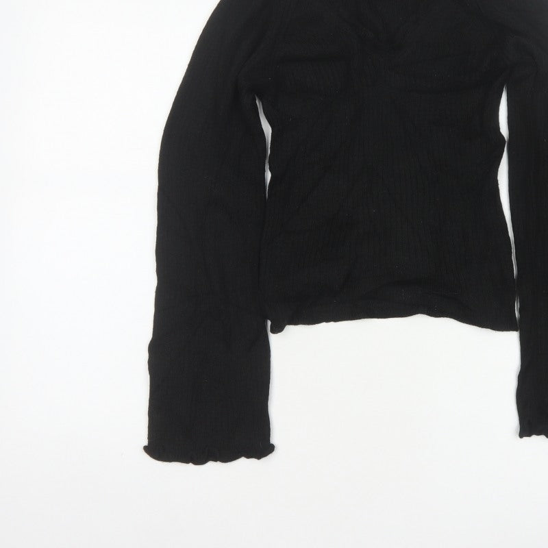 ASOS Design Women’s Black UK 10 Ribbed V-Neck Long Sleeve Jumper