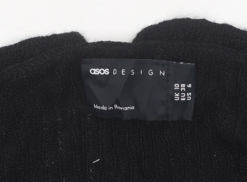 ASOS Design Women’s Black UK 10 Ribbed V-Neck Long Sleeve Jumper