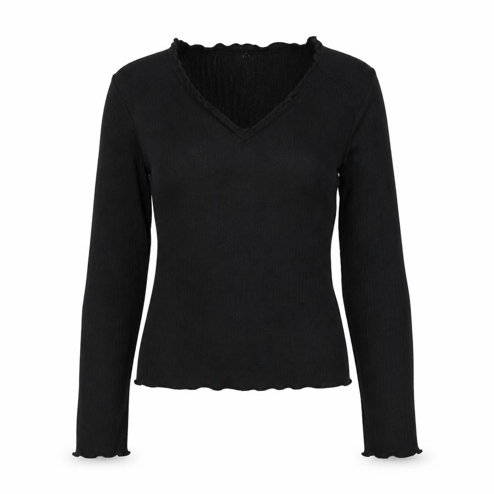ASOS Design Women’s Black UK 10 Ribbed V-Neck Long Sleeve Jumper
