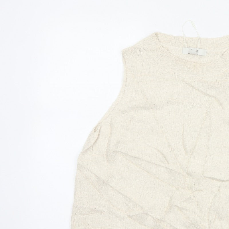 Marks & Spencer Women Ivory L Sleeveless Knit Cotton Tank Top