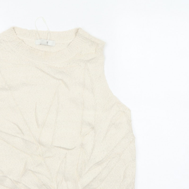 Marks & Spencer Women Ivory L Sleeveless Knit Cotton Tank Top