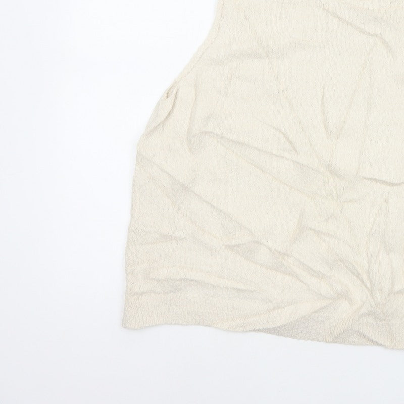 Marks & Spencer Women Ivory L Sleeveless Knit Cotton Tank Top