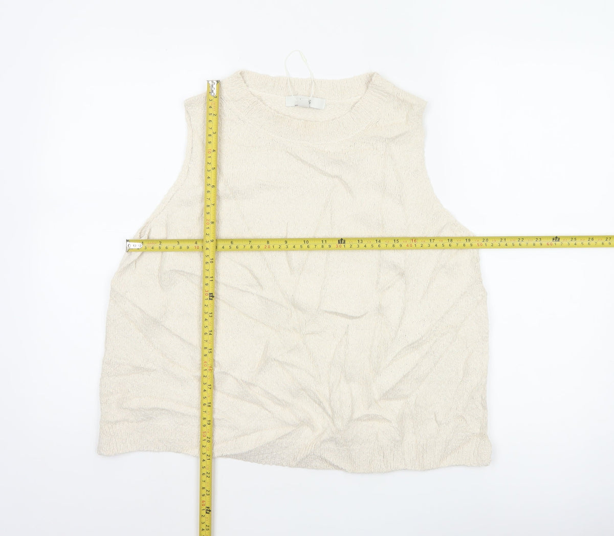 Marks & Spencer Women Ivory L Sleeveless Knit Cotton Tank Top