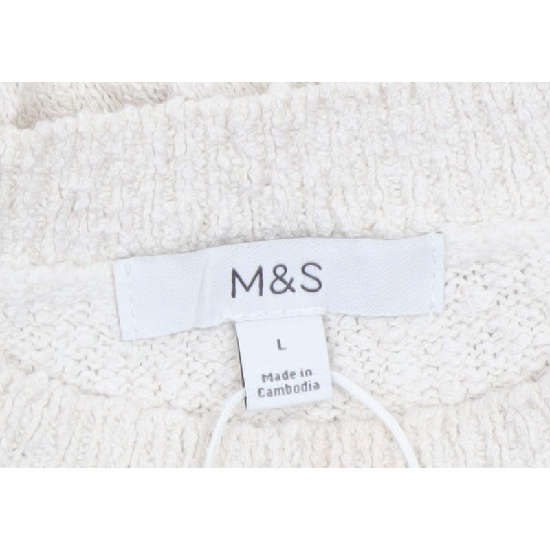 Marks & Spencer Women Ivory L Sleeveless Knit Cotton Tank Top
