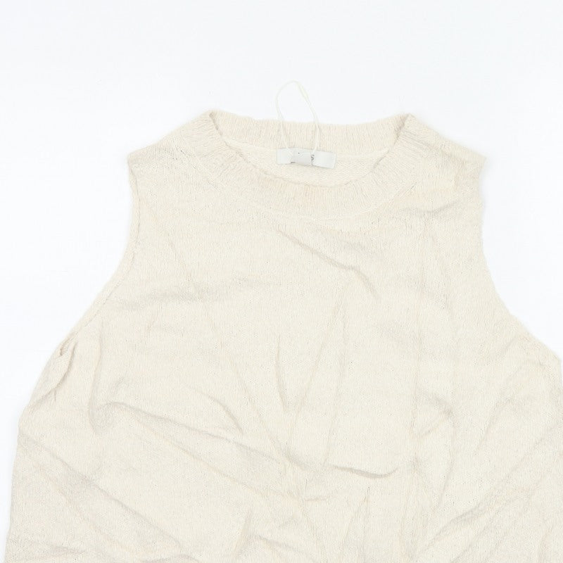 Marks & Spencer Women Ivory L Sleeveless Knit Cotton Tank Top