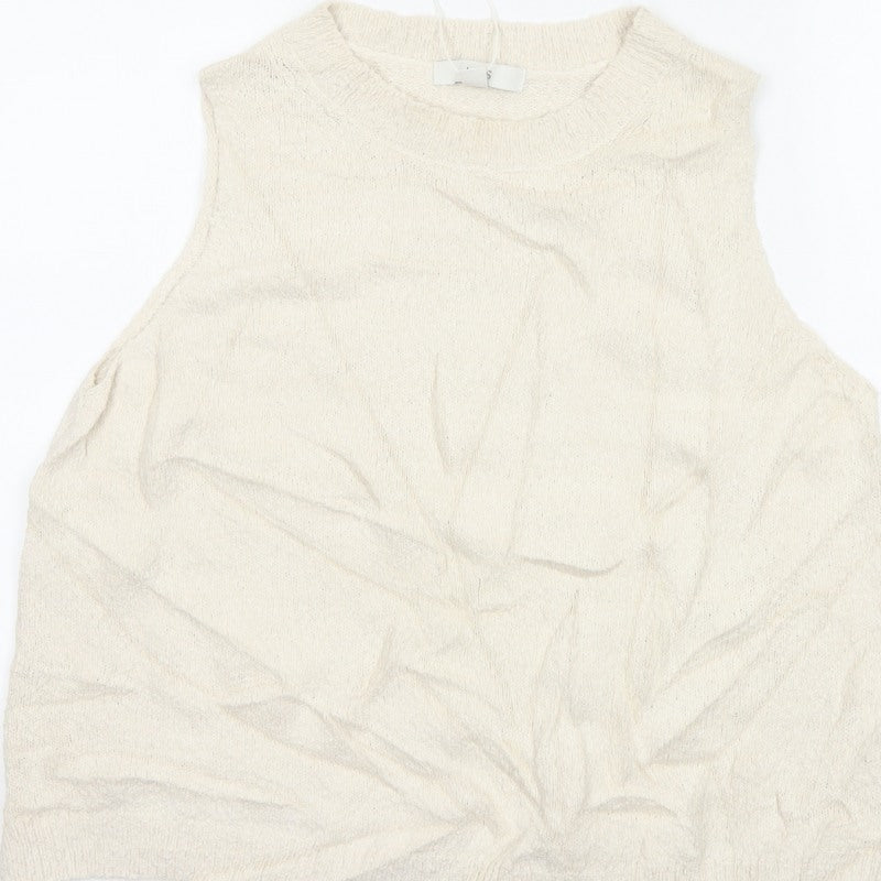 Marks & Spencer Women Ivory L Sleeveless Knit Cotton Tank Top