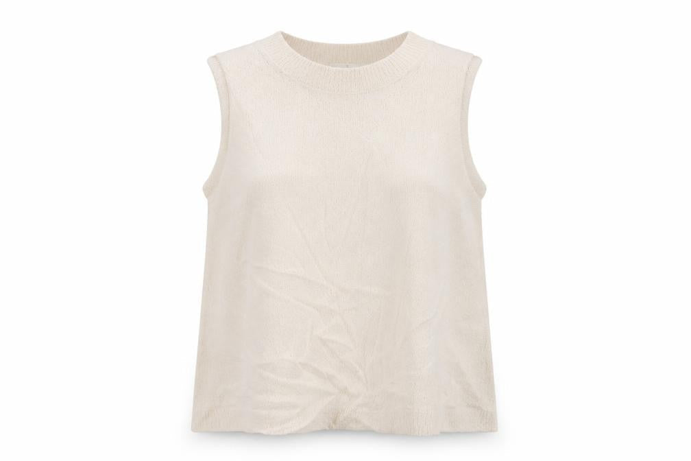 Marks & Spencer Women Ivory L Sleeveless Knit Cotton Tank Top