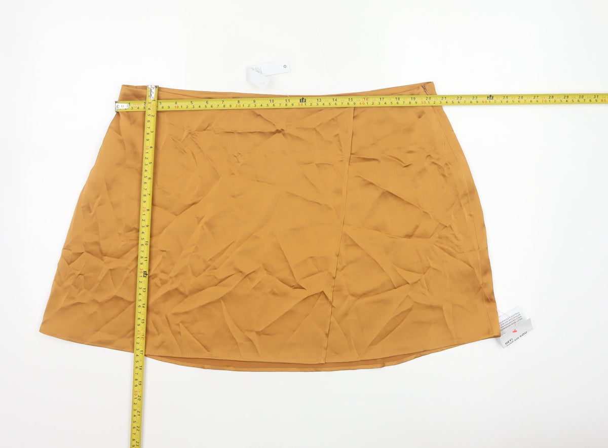 ASOS Design Women Orange UK 20 Wrap Mini Skirt High Rise