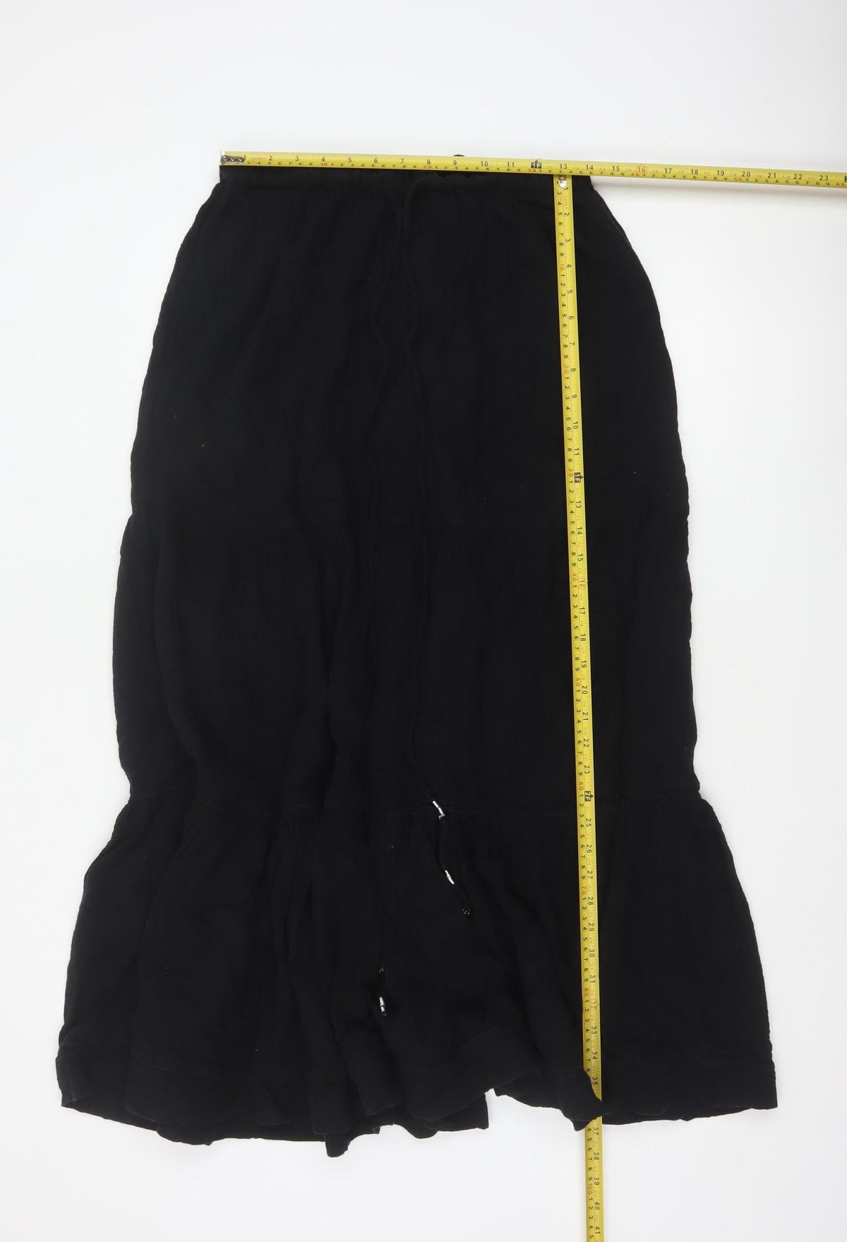 River Island Women Black UK 16 Long Peasant Tiered Cotton Skirt
