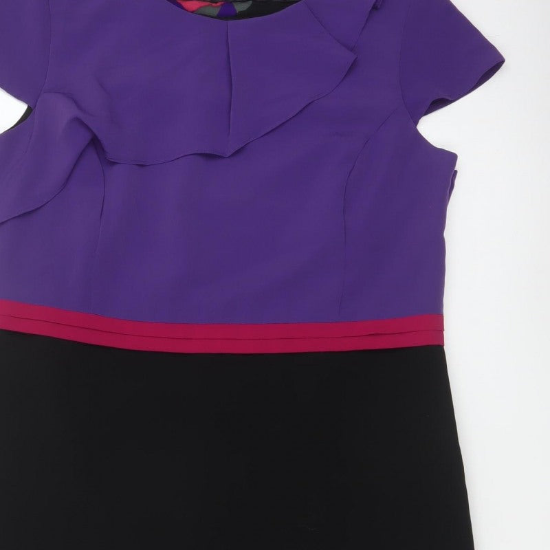 Per Una Women Multicoloured Size 18 Pencil Dress Ruffle Workwear