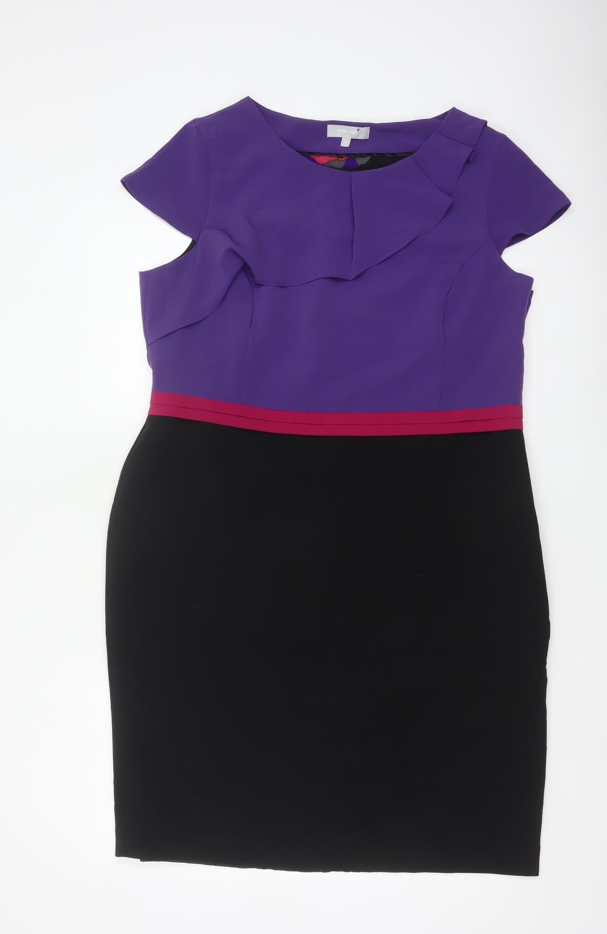 Per Una Women Multicoloured Size 18 Pencil Dress Ruffle Workwear