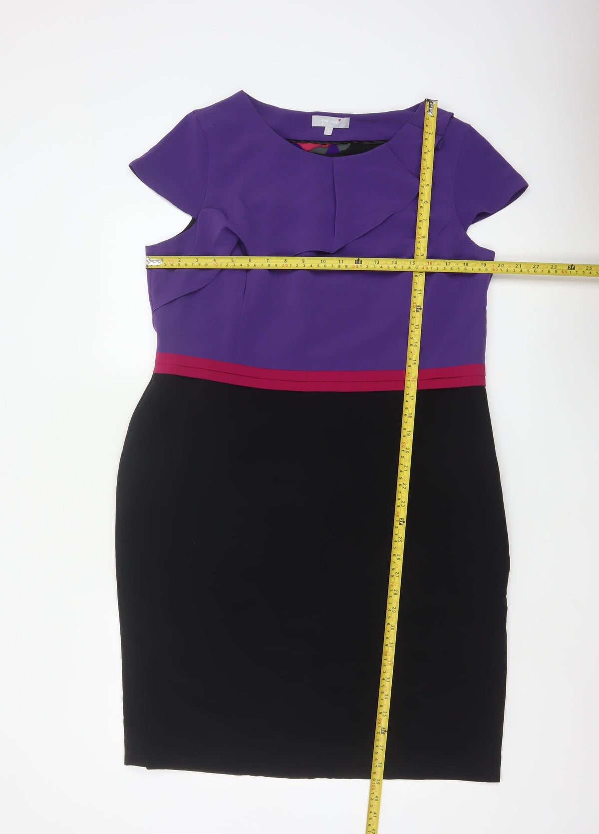 Per Una Women Multicoloured Size 18 Pencil Dress Ruffle Workwear