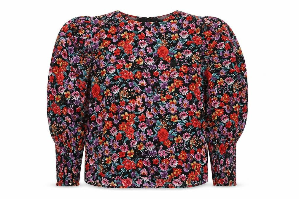 Next Women Multicoloured Floral UK 12 Puff Sleeve Cotton Blouse