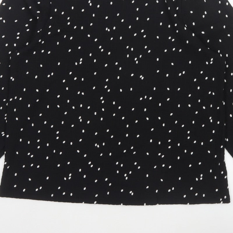 M&S Women Black Polka Dot Size 14 Balloon Sleeve Blouse
