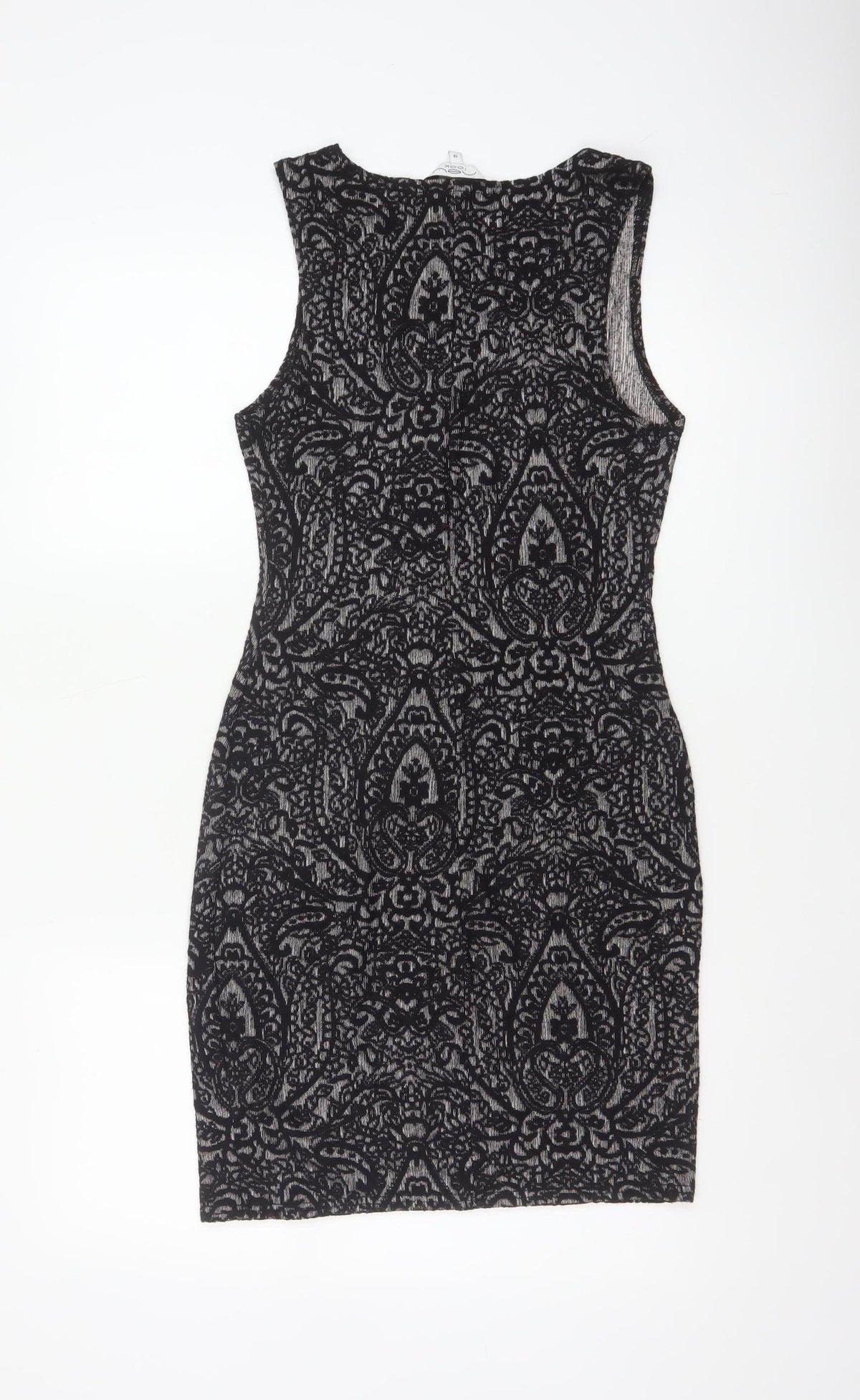 Clook Women’s Black Paisley Bodycon Sleeveless Dress UK 14