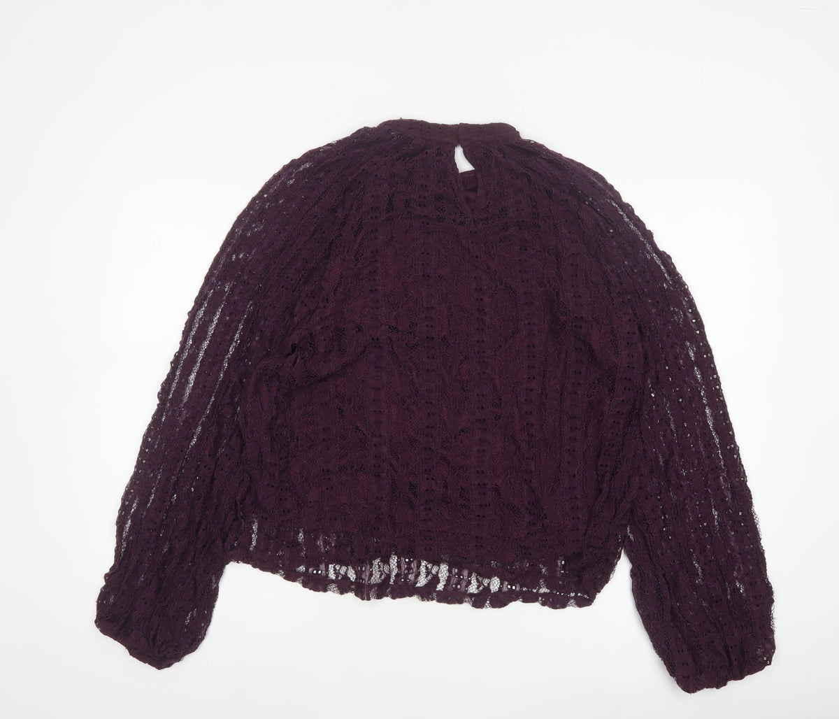 Marks and Spencer Women Purple Lace High Neck Blouse Size 18