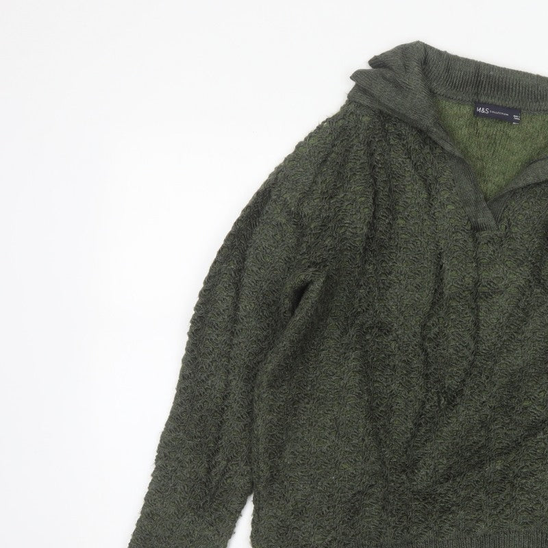 Marks & Spencer Women Green S Chunky Knit Cowl Neck Jumper