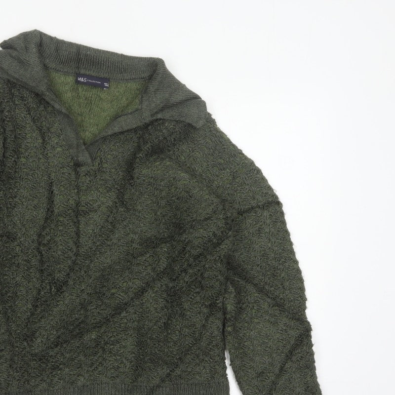 Marks & Spencer Women Green S Chunky Knit Cowl Neck Jumper