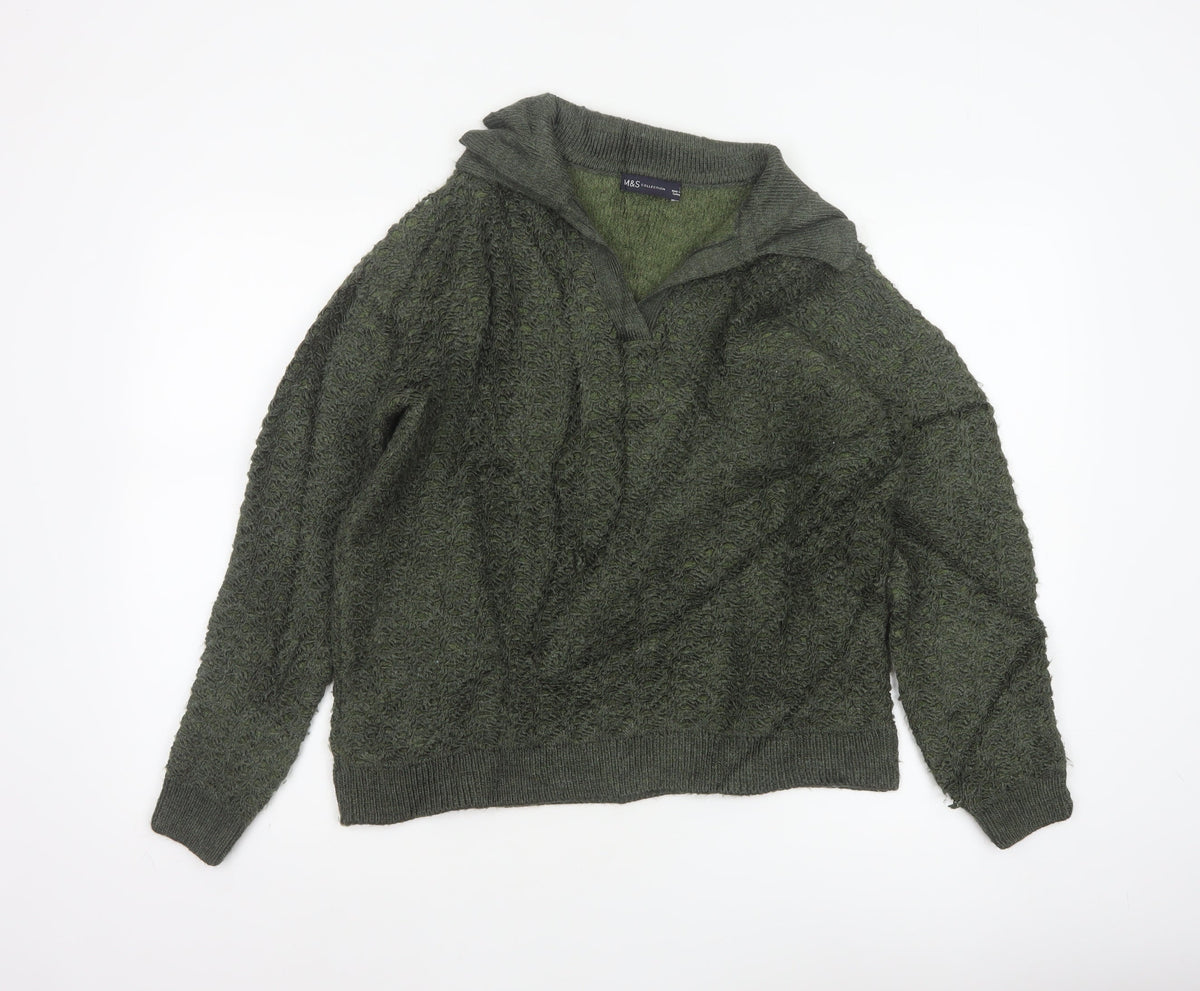 Marks & Spencer Women Green S Chunky Knit Cowl Neck Jumper