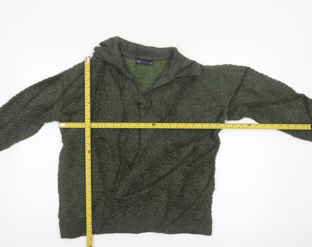 Marks & Spencer Women Green S Chunky Knit Cowl Neck Jumper