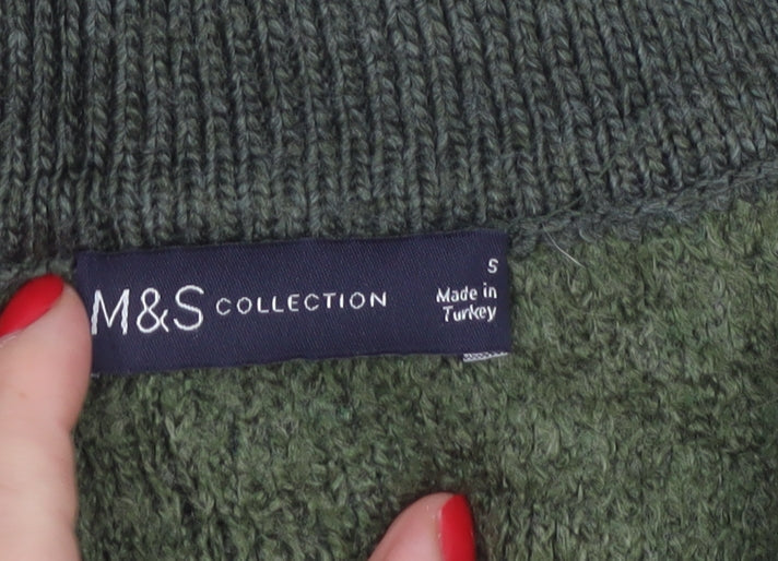 Marks & Spencer Women Green S Chunky Knit Cowl Neck Jumper