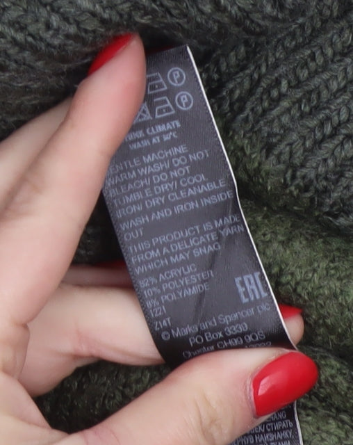 Marks & Spencer Women Green S Chunky Knit Cowl Neck Jumper