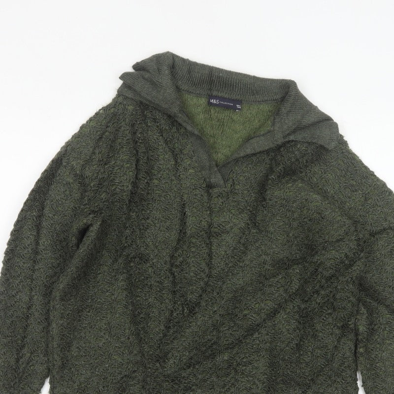 Marks & Spencer Women Green S Chunky Knit Cowl Neck Jumper
