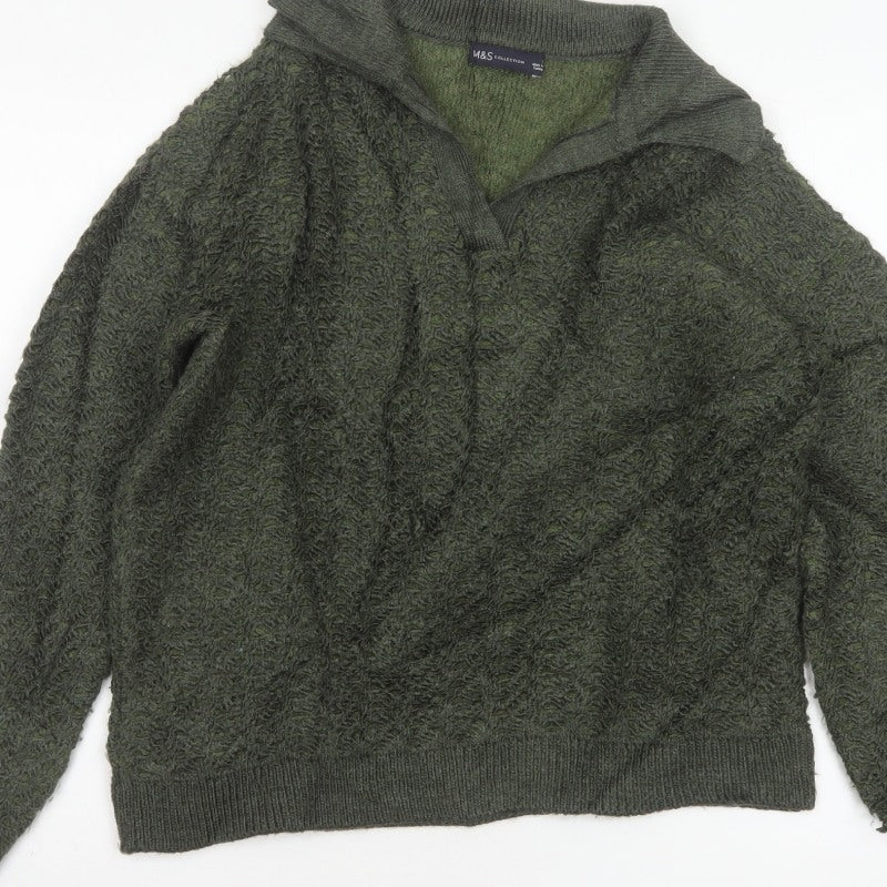 Marks & Spencer Women Green S Chunky Knit Cowl Neck Jumper