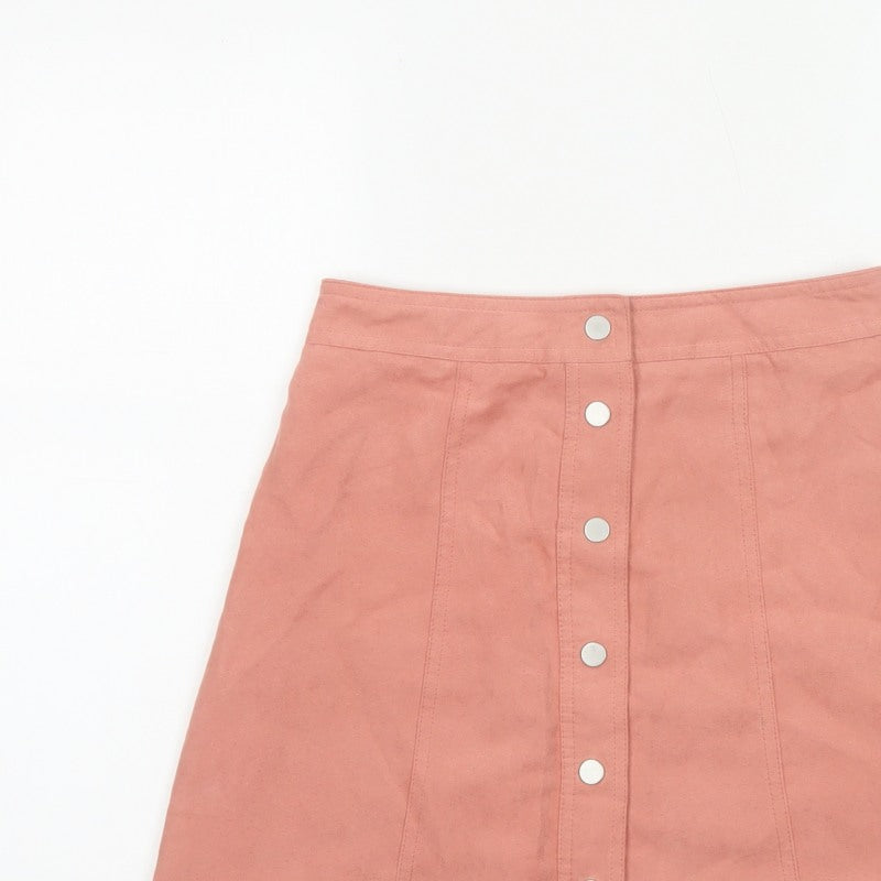 Divided H&M Women’s Pink UK 8 A-Line Button Front Mini Skirt
