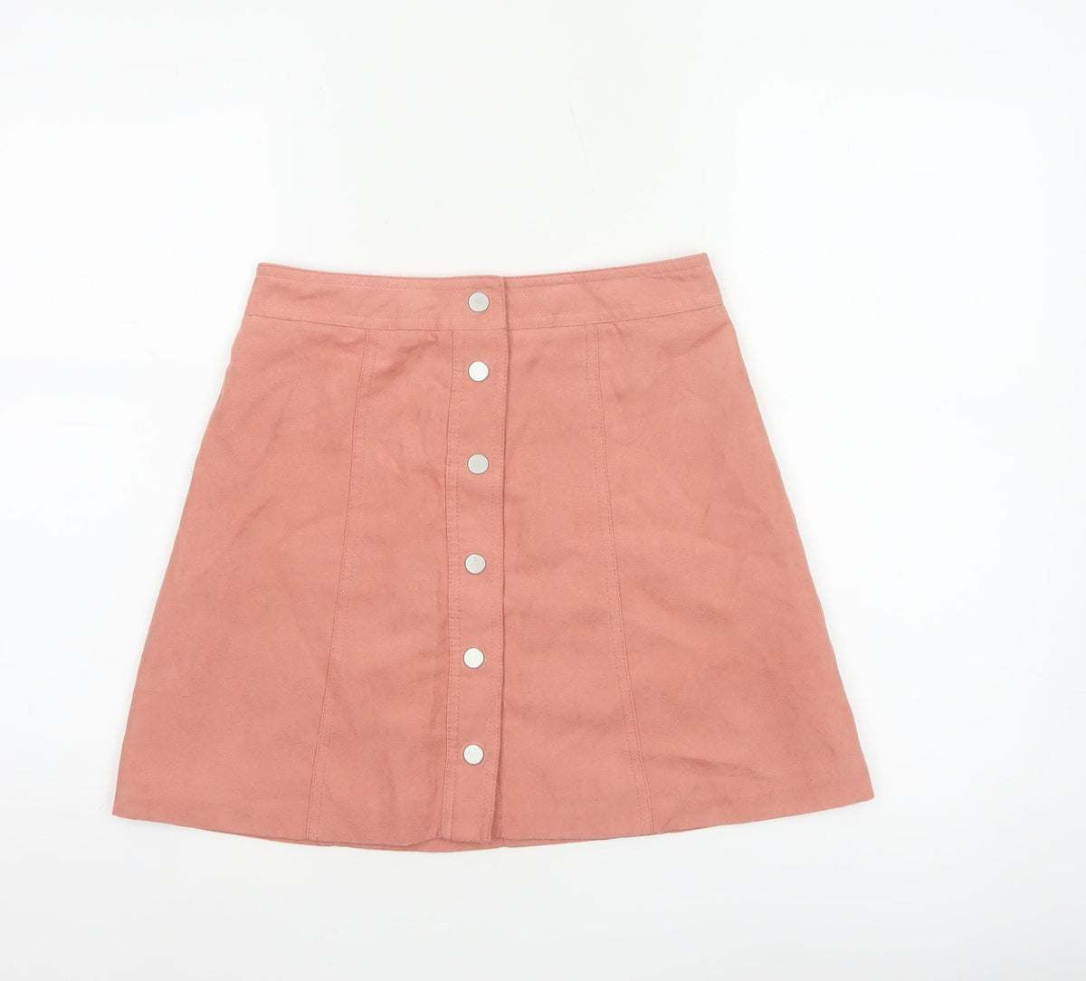 Divided H&M Women’s Pink UK 8 A-Line Button Front Mini Skirt