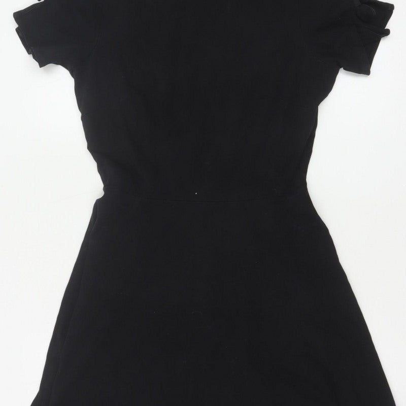 Dorothy Perkins Women Black UK 10 Fit & Flare Cold Shoulder Dress