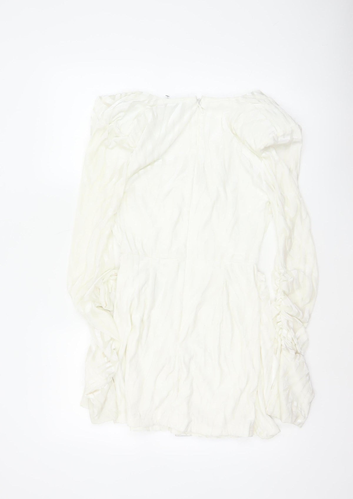 PrettyLittleThing Women Ivory UK 8 Ruffle Wrap Mini Party Dress