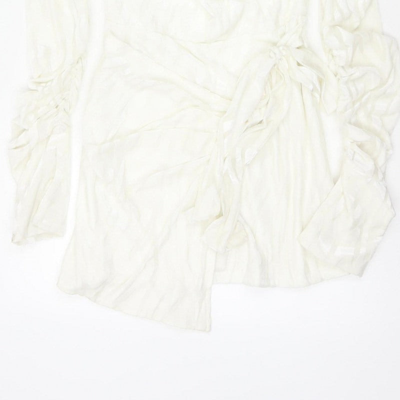 PrettyLittleThing Women Ivory UK 8 Ruffle Wrap Mini Party Dress