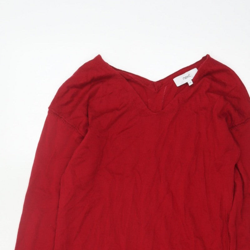 Next Women’s Red Size 10 Merino Wool V-Neck Long Sleeve Tunic Jumper