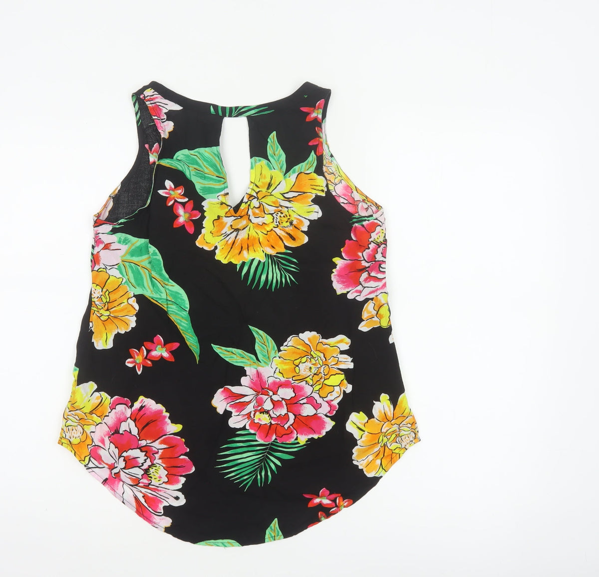 Old Navy Women Black Floral Keyhole Tank Top Size S UK 10