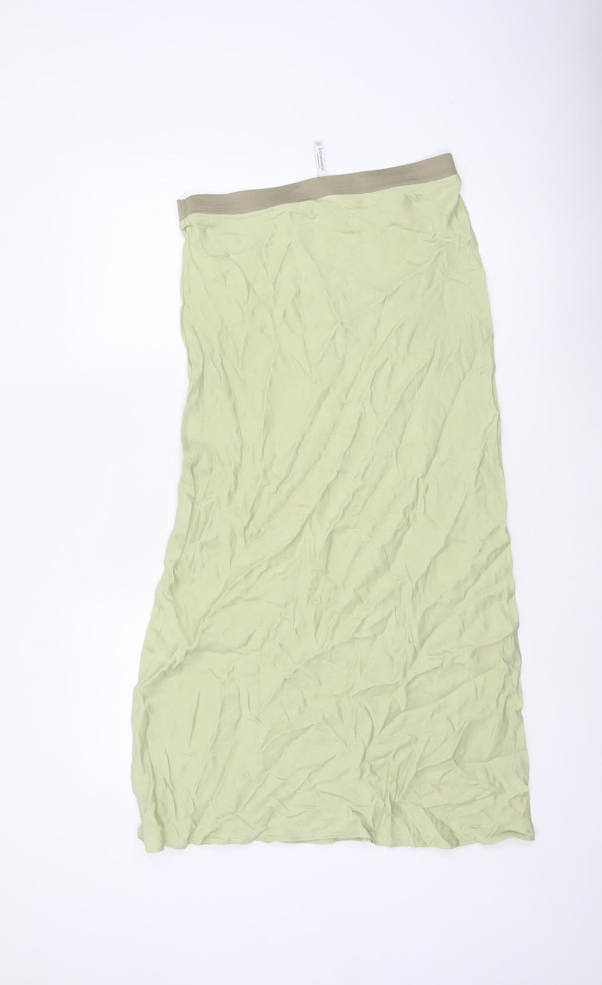 Stradivarius Women Green UK 12 Long Flare Viscose Elastic Waist Skirt