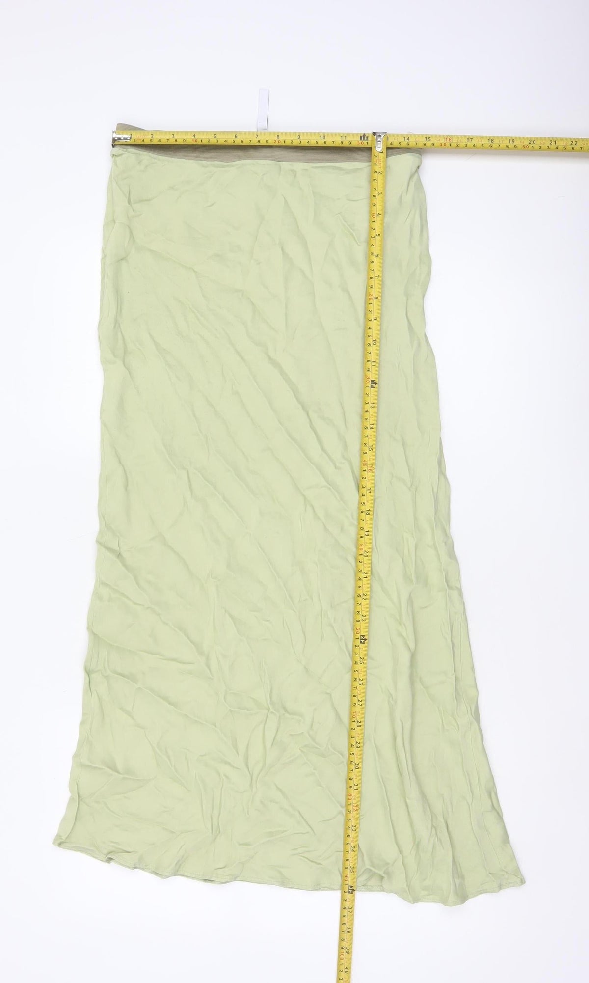 Stradivarius Women Green UK 12 Long Flare Viscose Elastic Waist Skirt