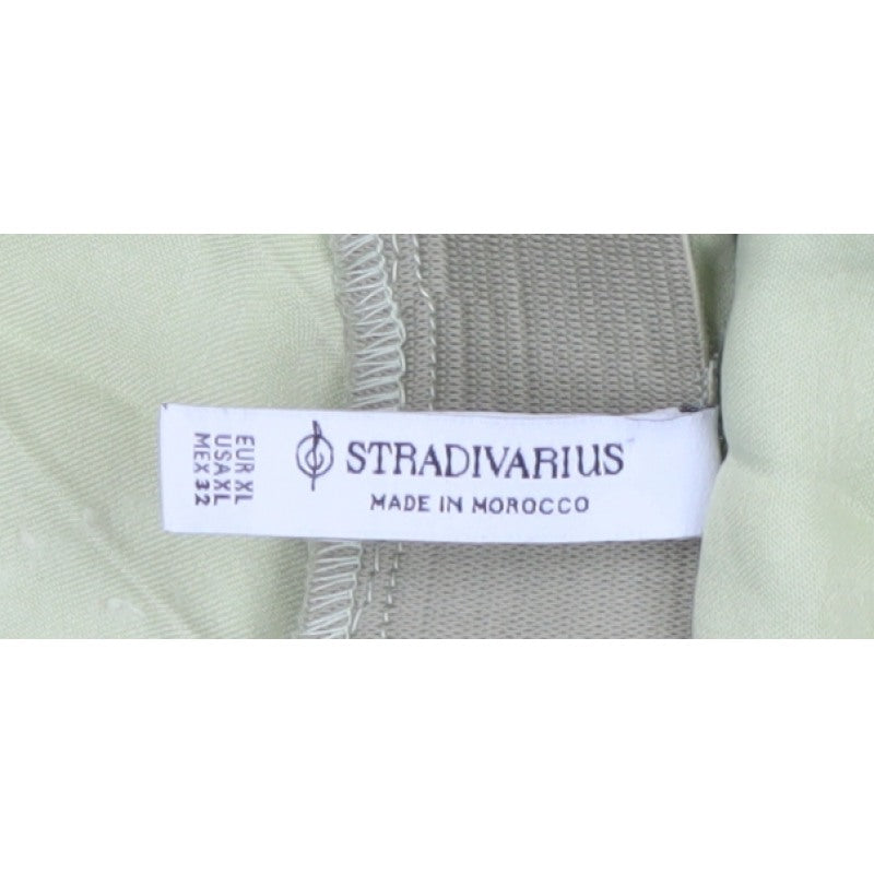 Stradivarius Women Green UK 12 Long Flare Viscose Elastic Waist Skirt