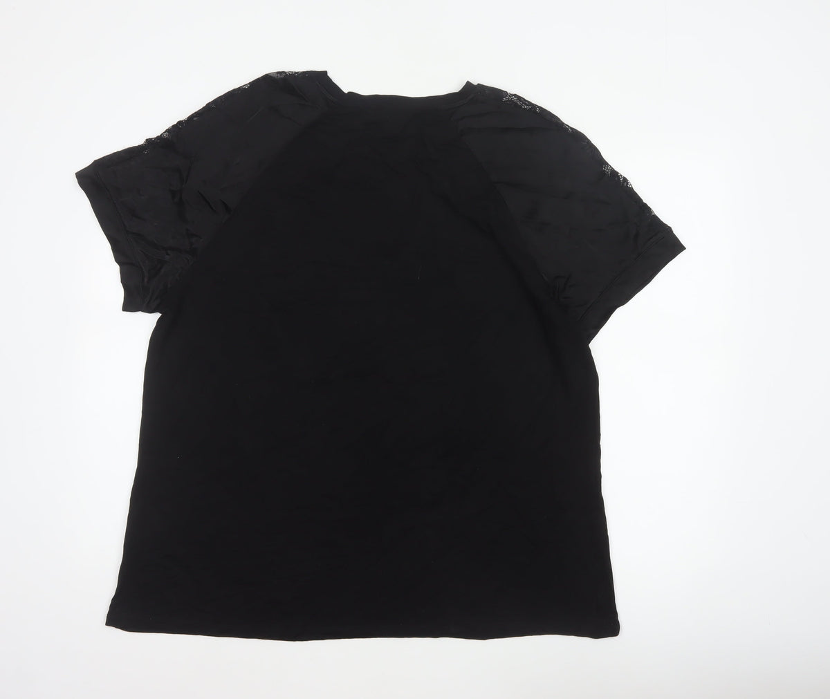 River Island Women Black Size 22 Rhinestone Lace Sleeve Blouse